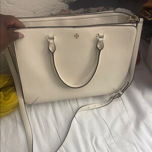 Tory Burch Cream Satchel with Minimalist Design